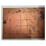 Copper Printing Plate Tic Tac Toe w/ Checkers on