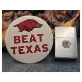 Razorback Beat Texas Pin & Zippo Lighter