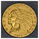 1911 $5 Indian Head Gold Coin