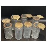 7 Antique Hoosier Cabinet Spice Jars w/ Swing