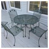 Wrough Iron Table w/ 4 Chairs & Stands