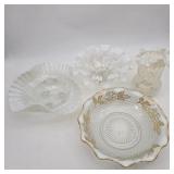 Lot of 4 Opalescent Ruffled Dishes