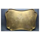 Vintage Heavy Asian Brass Tray w/ Etched Dragons