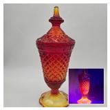 Amberina Diamond Point Apothecary Jar