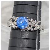 SZ.6.5, STERLING SILVER BLUE SKY CZ TOPAZ RING