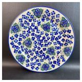 Cobalt Blue Floral Plate Poland Pottery Hand