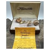 Krementz Rose Brooch Pin & Unsigned Rose Brooch