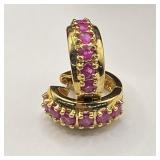 Sterling 925 Silver Earrings w/ Rubies 5.02g