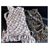 Pair of Macrame Style Fabric Bags From Handle to