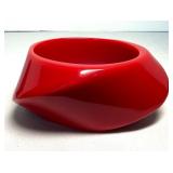 Chunky Bangle Bracelet Lipstick Red Sculptural