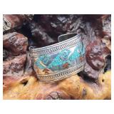 Large Sterling Silver Cuff Marked "S" & "TC"  76g