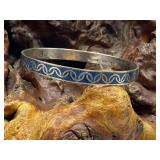 Sterling Mexico Bracelet w/ Turquoise Chip Design