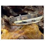 sterling 925 Silver Bangle / Bracelet w/ Etched