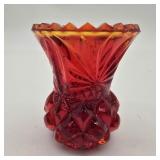 Amberina Glass Starburst Toothpick Holder