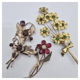 Vintage Sterling Floral Brooch Trio
