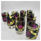 Set of 10 Libbey Stained Glass Fruit Glasses