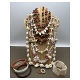 Carved MOP, Chip Beads & Seashell Necklaces,
