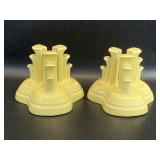 2 Fiesta Ware Yellow Tripod Pyramid Candle