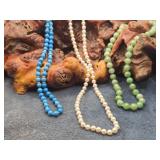 Bead Necklaces- Pearl, Blue Apatite & Jade