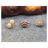 Three Sterling Silver Rings 12.4g