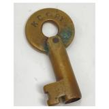 KCS Brass Railroad Padlock Key Kansas City