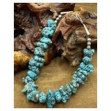 Chunky Turquoise Necklace Stones w/ Silver
