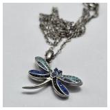 Signed Dragonfly Pendant w/ Chain
