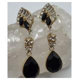 Gold Tone / Rhinestone Dangle Earrings