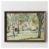 13" x 24" Unsigned Cottage Watercolor