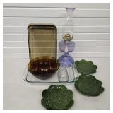 Purple Oil Lamp, Vintage Dishes, & Faiancas Belo