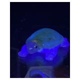 HAND CARVED GREEN FLUORITE TURTLE UV REACTIVE MAY