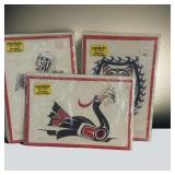 Trio of Native American Handmade Art Cards