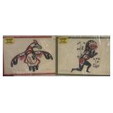 2 Signed Tim Paul Handmade Art Cards Native