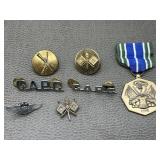 Military Clutch Backs, Collar Pins & Medal