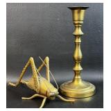Brass Cricket w/ Brass Candle Stick