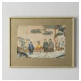 Chinese Folk Painting on Multi-Panel Cloth