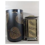 PAIR OF METAL CANDLE HOLDERS DRAGONFLY & LEAVES