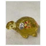 FENTON ART GLASS TURTLE HAND PAINTED & SIGNED