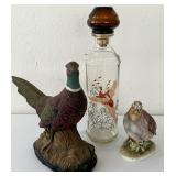 Glass Pheasant Decanter, Ceramic Figurine &