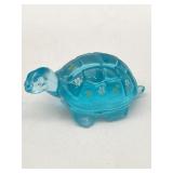 FENTON ART GLASS TURTLE HAND PAINTED & SIGNED