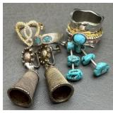 Small Lot of Jewelry Earrings & RingsSpinner