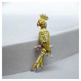 Vintage Enamel & Rhinestone Czech Parrot Bird Pin