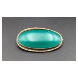 Older Czech Glass Faux Jade Brooch