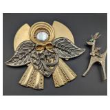 Mid Century Retro Rhinestone Reindeer & Large