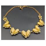 Mid Century Yellow Hearts Necklace Costume