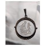 Victorian Intaglio Cut Crystal Pendant, Depicting