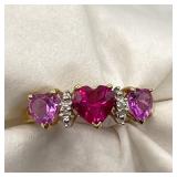 10K Y Gold Ring 1.93g , Heart Shaped Pink