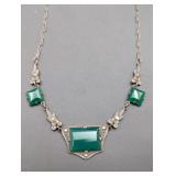 Art Deco Antique Sterling Silver ? Chrysoprase
