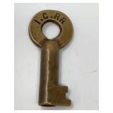 I.C. RR Brass Railroad Padlock Key Illinois