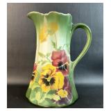 K&G FRENCH PORCELAIN HAND PAINTED FLORAL PITCHER